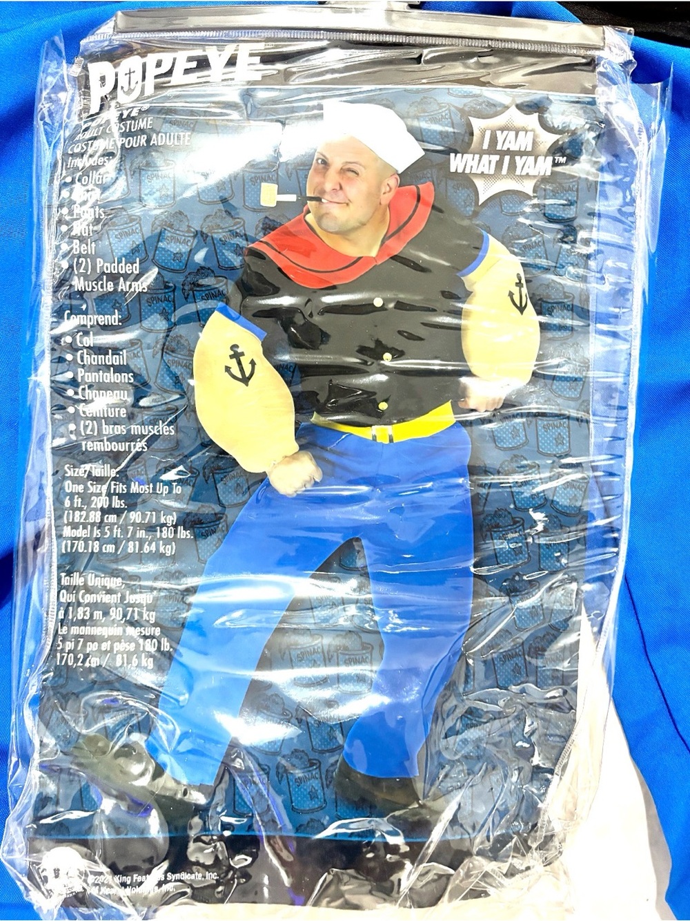 Popeye Adult Sailor Costume - Black Top, Blue Pants
